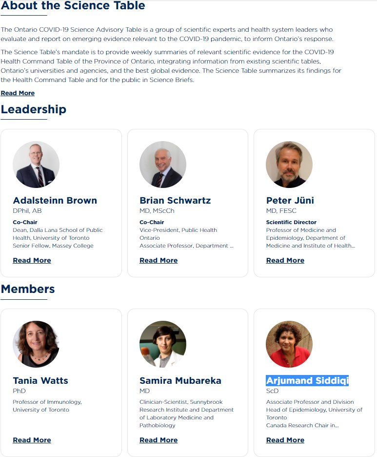 12/ In addition to Division Head of Epidemiology at the UofT School of Public Health, Arjumand Siddiqi is a key member of The Ontario COVID-19 Science Advisory Table.End Thread.