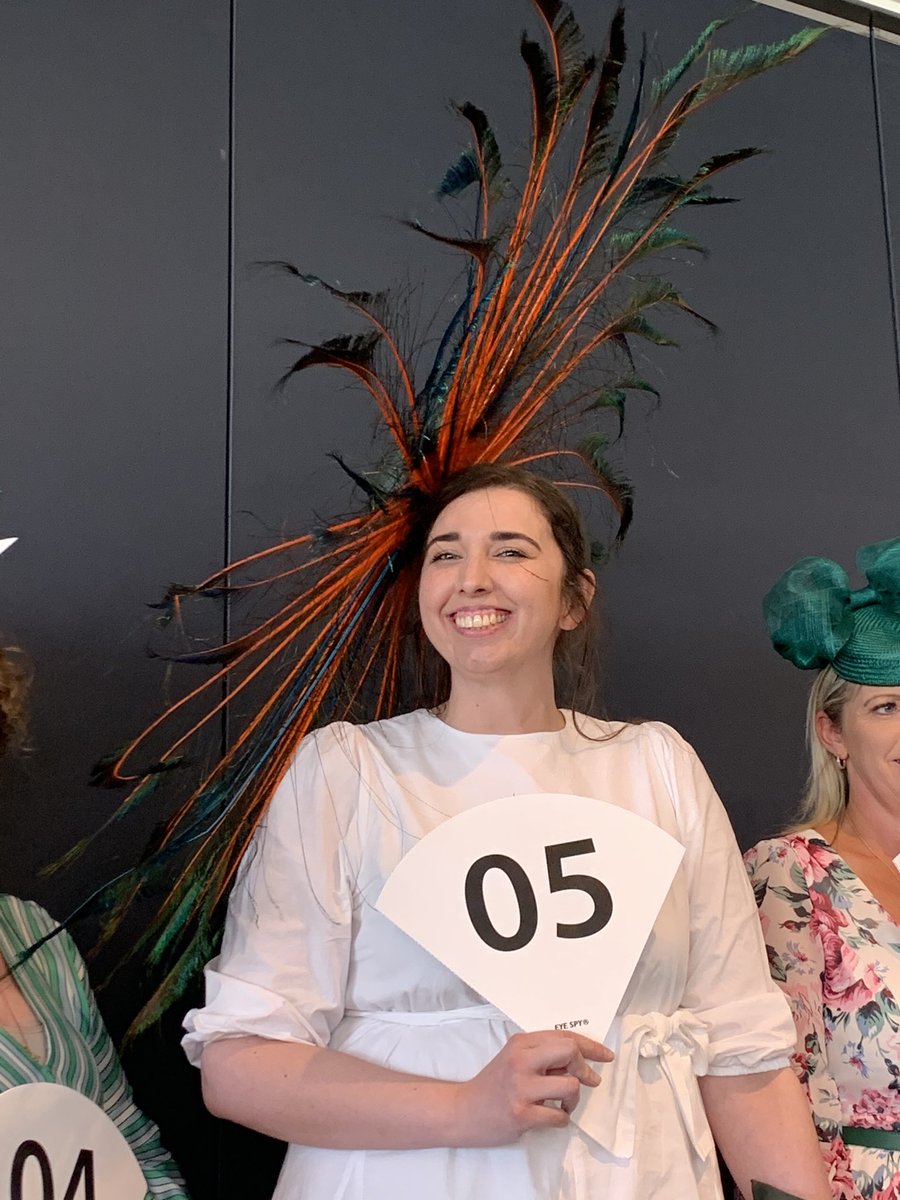 EdithBevin's tweet image. 29yo Pru Easton takes part in ‘fashions on the field’ comp at Melbourne Cup event in Hobart.  She says her hat took about six hours to make and was inspired by Covid-19 and ensuring everyone keeps 1.5m away from her! ⁦@abchobart⁩