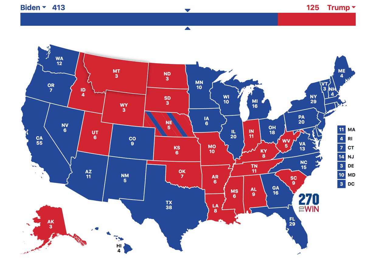 It's time for me to show what I really think. All joking aside. These are my true, serious presidential predictions. I have Biden winning 413 electoral votes. He will win back the Blue Wall states. And he will break the Red Wall. Trump has had a losing strategy from the start.