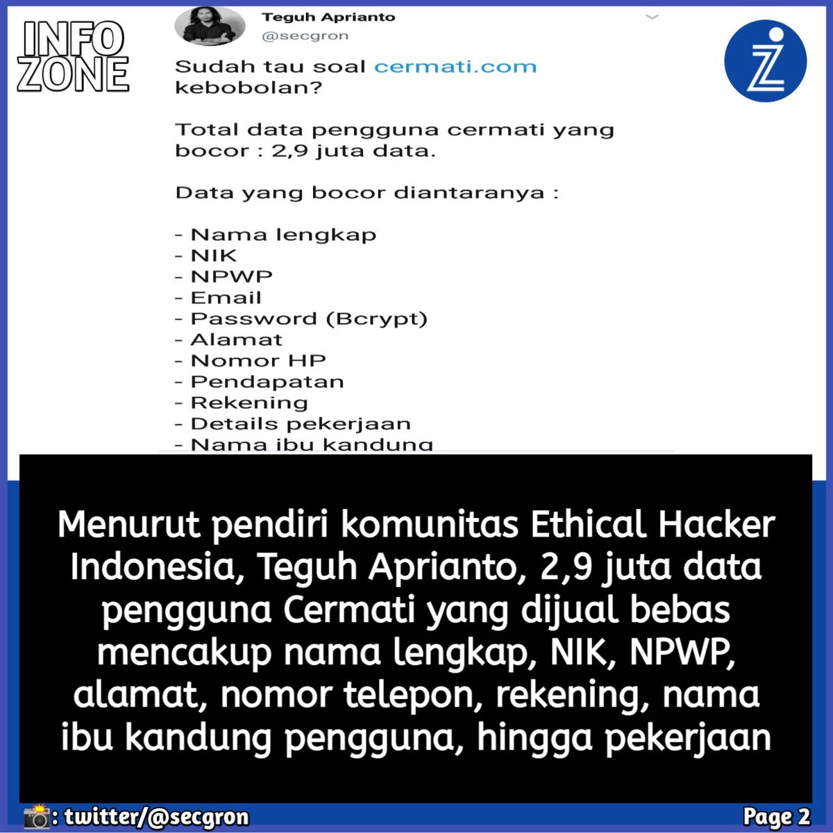 InfozoneTechno's tweet photo. Informasi, Cermati merupakan startup yang bergerak di bidang teknologi keuangan
.
📄: kompas,com
.
#cermati #cermatidotcom #cermaticom #aplikasipinjaman #aplikasipinjamanonline #pinjamanonline #aplikasicermati #databocor #teknologikeuangan #startupteknologi #startupindonesia https://t.co/hFzNw1jNbI