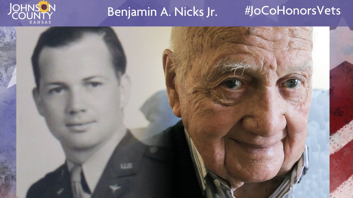 Meet Benjamin A. Nicks Jr. who resides in  @CityofShawneeKS. He is a World War II veteran who served in the  @USArmy Air Corps. Visit his profile to learn about a highlight of an experience or memory from WWII:  https://jocogov.org/dept/county-managers-office/blog/benjamin-nicks-jr-0  #JoCoHonorsVets 