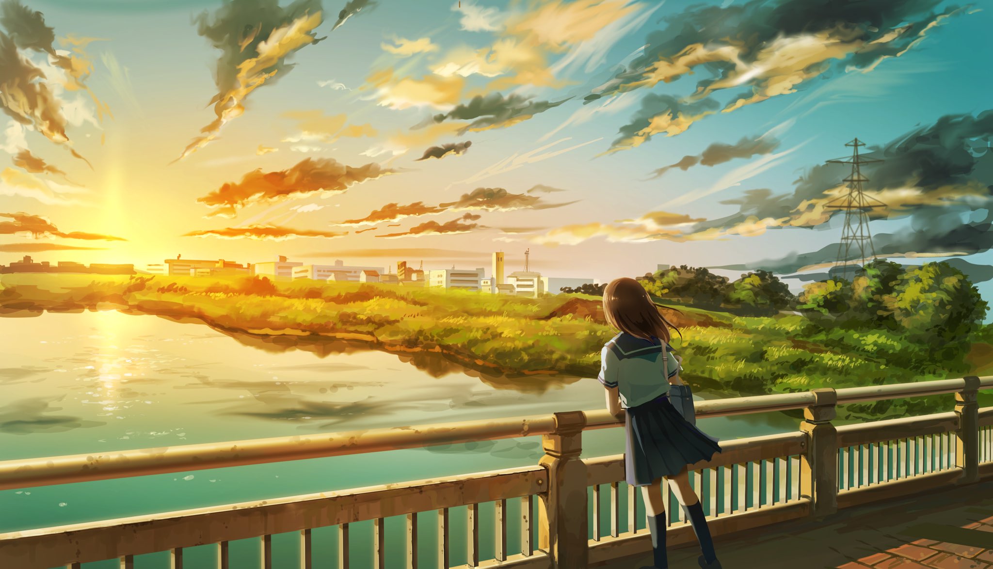 まどろみ 帰り道の夕陽 イラスト T Co Z005csxj4m Twitter