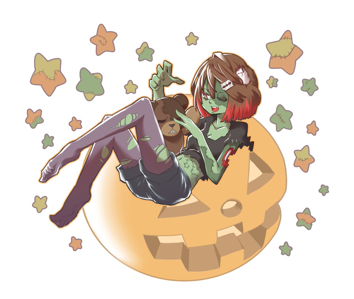 「ハロウィンもタイツもギリギリ旬を逃したイラストです 」|五月病マリオのイラスト