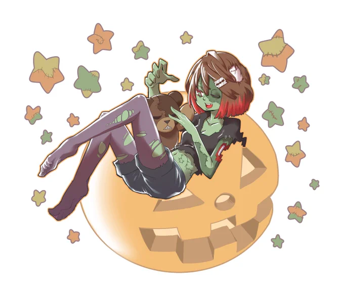 ハロウィンもタイツもギリギリ旬を逃したイラストです 