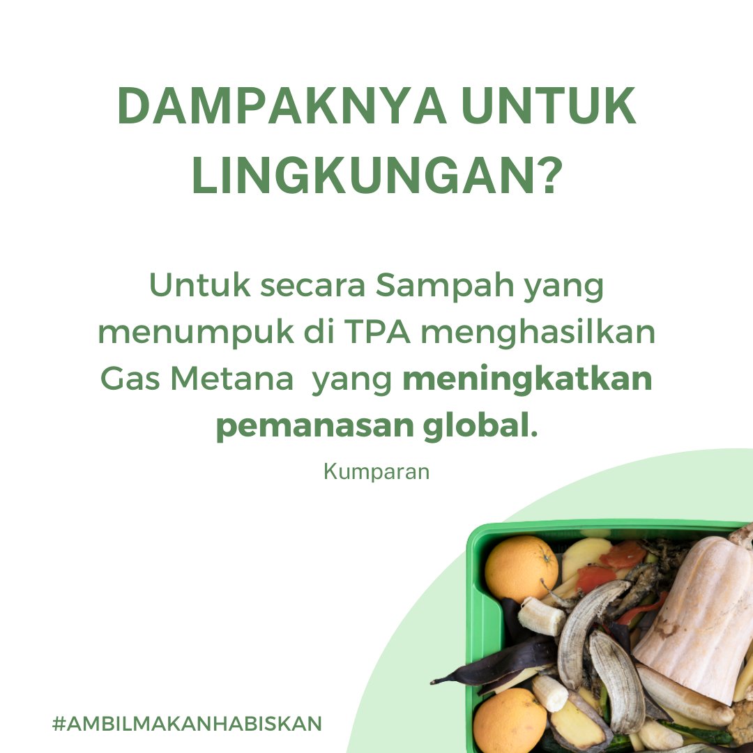 15 juta ton makanan yang kita buang bareng" udah setara dengan 500 kali berat Monas. Yuk mulai hilangkan kebiasaan-kebiasaan buruk kita salah satunya dengan #ambilmakanhabiskan #foodwaste #foodwasteid #zerowasteindonesia
