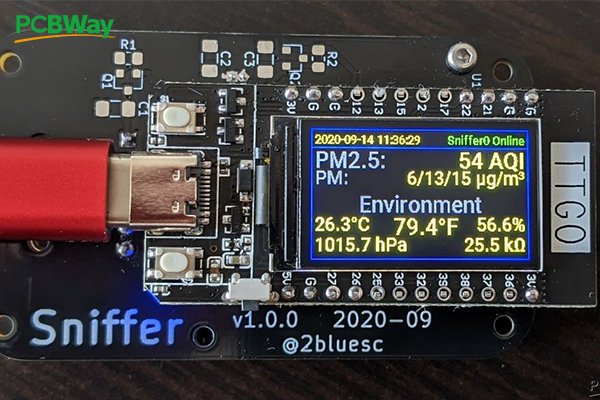 PCBWayOfficial's tweet image. #SharedProject
Air quality sensor integration board using ESP32 TTGO T-Display, PMSA0003 particulate matter sensor, and BME680 environment sensor. @lilygo9 
✅Learn more: bit.ly/3elMsdT
.
.
#PCBWay #Maker #TTGO #DIY #HomeAutomation #ESP32 #BME680