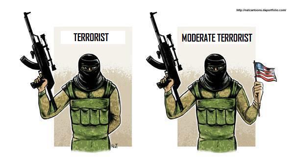 If certain terrorist groups are considered as useful in order to achieve a geopolitical goal their members are immediately labeled by the Western elites as "Moderate rebels", if those same dudes dare to bite the hands that feed them they are rebranded as terrorists.