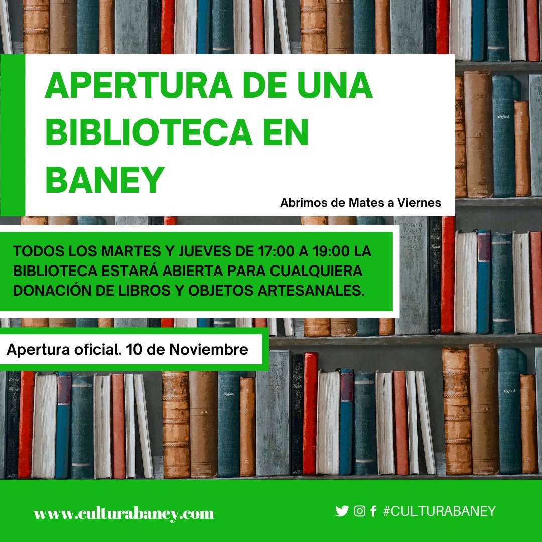 culturabaney's tweet photo. El día 10 De noviembre, se llevará a cabo en Baney el acto de apertura de una BIBLIOTECA la cual servirá al mismo tiempo como un MUSEO LOCAL. 

#CulturaBaney #baneycultura #baney #guineaecuatorial #cultura https://t.co/pVAOAYMTrd