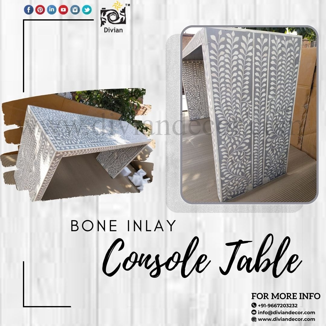 Handmade Bone Inlay Console Table
Contact Us WhatsApp- +919667203232 Email Us at sales@diviandecor.com, For non- working hours- diviandecor@gmail.com 
#boneinlayfurniture #boneinlayfurnitureindia
#handmadeboneinlayconsole #boneinlayconsoletable #consoletable