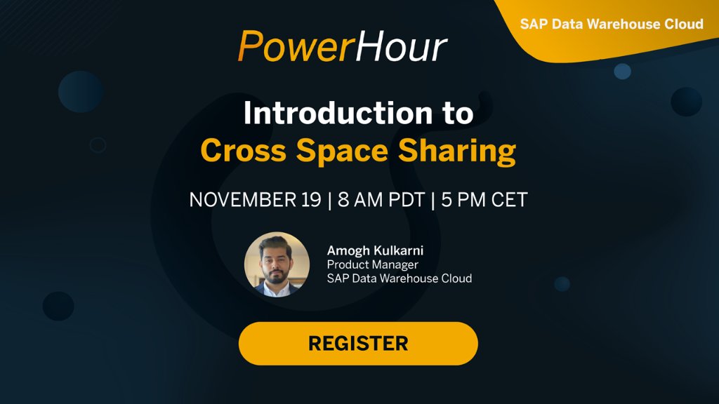 SAP's tweet photo. Learn to create and manage spaces, add or remove users, and create connections in SAP Data Warehouse Cloud.

Register for the PowerHour: https://t.co/drTyghbIQs

@SAPInMemory https://t.co/UEoppTFYGx