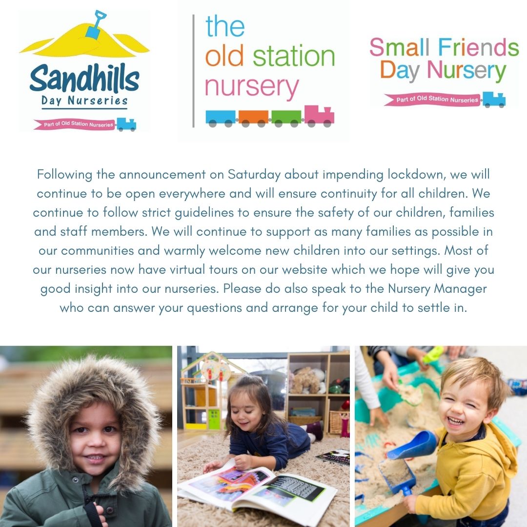 An important message from our CEO, Sarah Steel. For more information about a nursery near you, please visit theoldstationnursery.co.uk