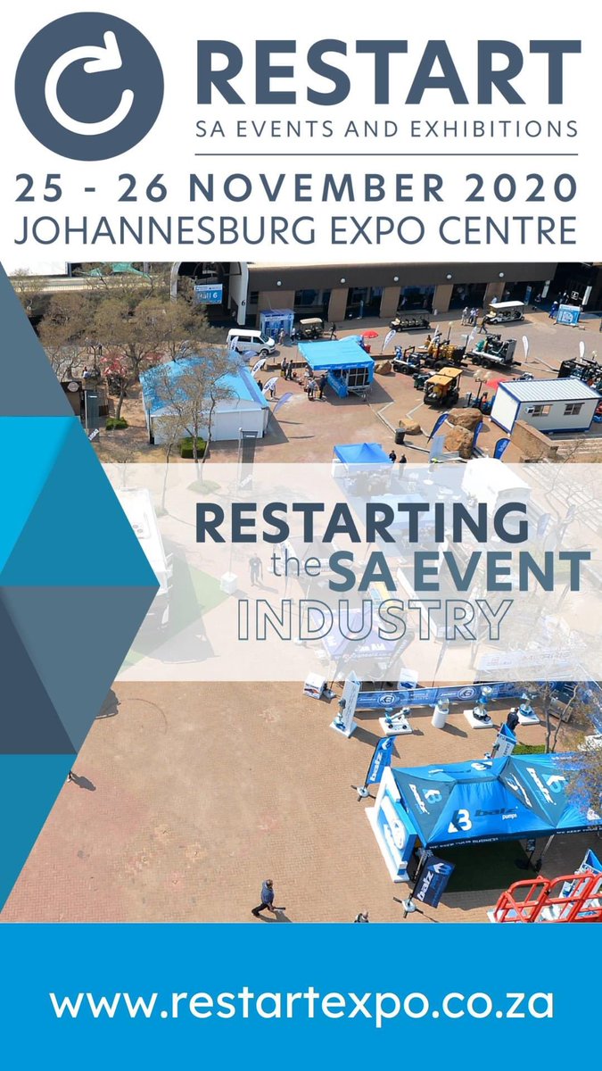With the easing of restrictions, there is now an opportunity to demonstrate to South Africa that exhibitions and events can be hosted safely, with all the required #COVID19 health and safety protocols in place!
Save the date and registration opens soon! ￼restartexpo.co.za