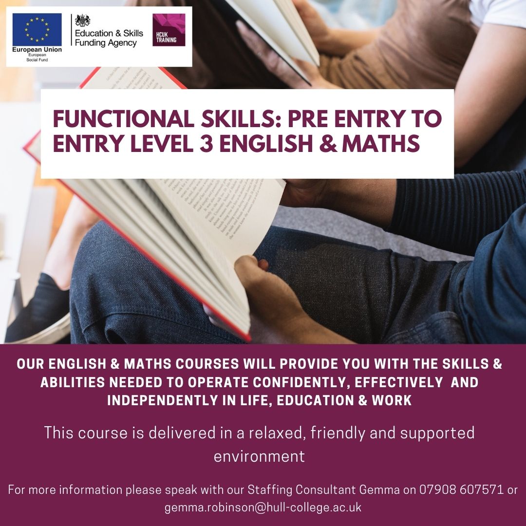 local_training's tweet photo. To find out more about our FULLY-FUNDED English &amp; Maths Functional Skills courses please speak to our team on 01482 591400 or email admin-hcuktraining@hull-college.ac.uk 
#HCUKTraining #HCUK #Hull #Humber #FunctionalSkills #English #Maths #FullyFunded #AdultEducation https://t.co/BelUAUJx7u