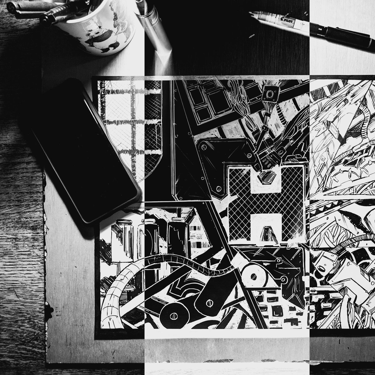HatFactoryAC's tweet photo. Our building might be going into lockdown soon but you can still get your art fix in our #factorywindow. This month's mini commission is by Karl Brown and show's the evolution of our Hat District 'H' resulting in a stunning final image. Find out more here: https://t.co/t6YKfmAbFG https://t.co/0FnUqkDazT