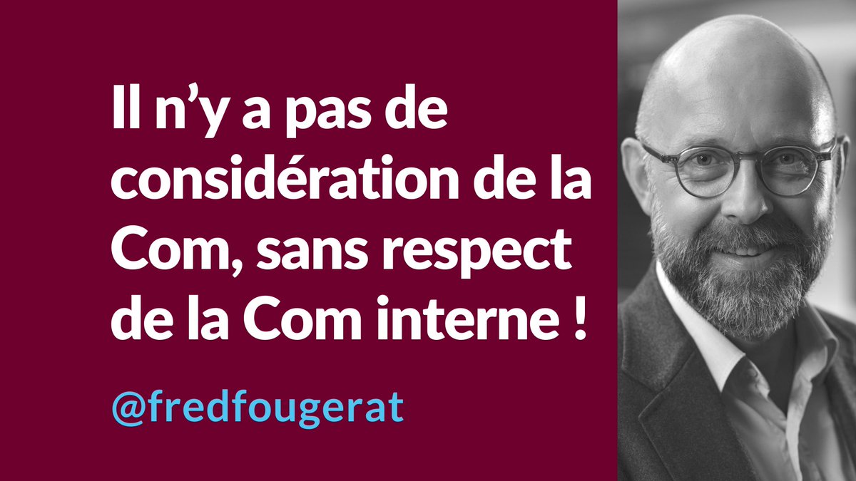 fredfougerat's tweet photo. « C’est juste de la #ComInterne » est la phrase insupportable qui laisserait supposer que l’interne ne mériterait pas le même niveau d’exigence et de qualité que le reste du monde, pour sa #communication. https://t.co/sMK8Yh1B6Y