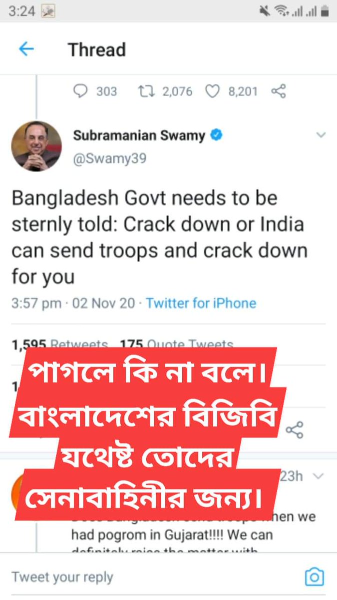 MDALIAKBORSAMI1's tweet photo. Rubbish and stupid comments. I mean he is international terrorist. Never forget 2001 in Buri mari  border.our BGB  enough to protect our country. https://t.co/NDV5Sg9ASq