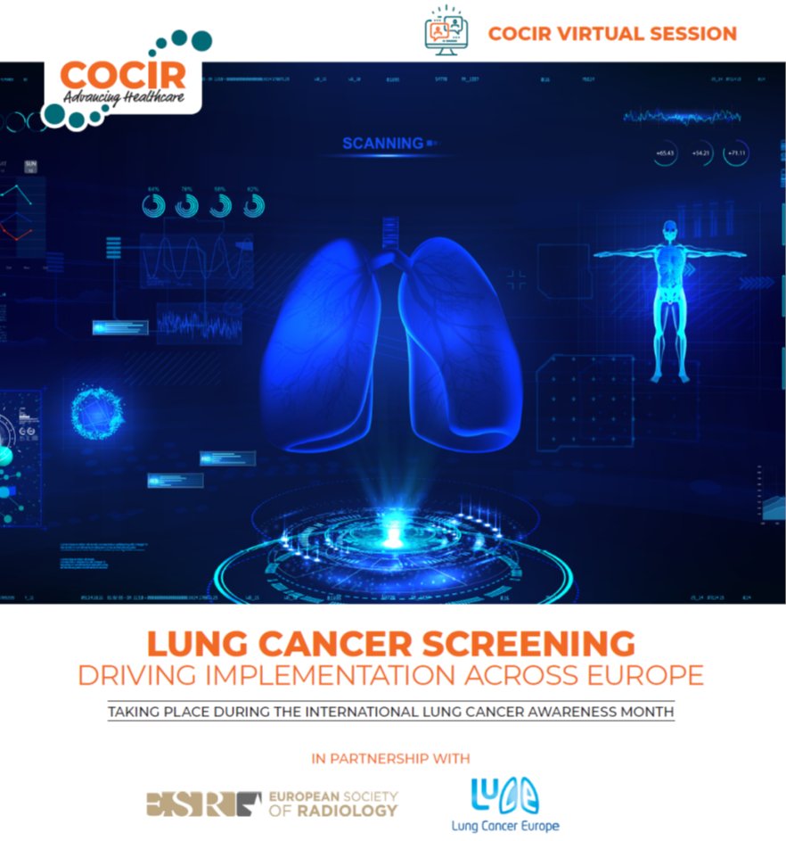 COCIR's tweet photo. November is #LungCancerAwarenessMonth ! This Wed 4 Nov we have organised a virtual session on #Lungcancer #screening in partnership with @myESR and @LungCancerEu https://t.co/GEopILQW8c #EUCancerPlan #MissionCancer https://t.co/MGOlJ7YVn6