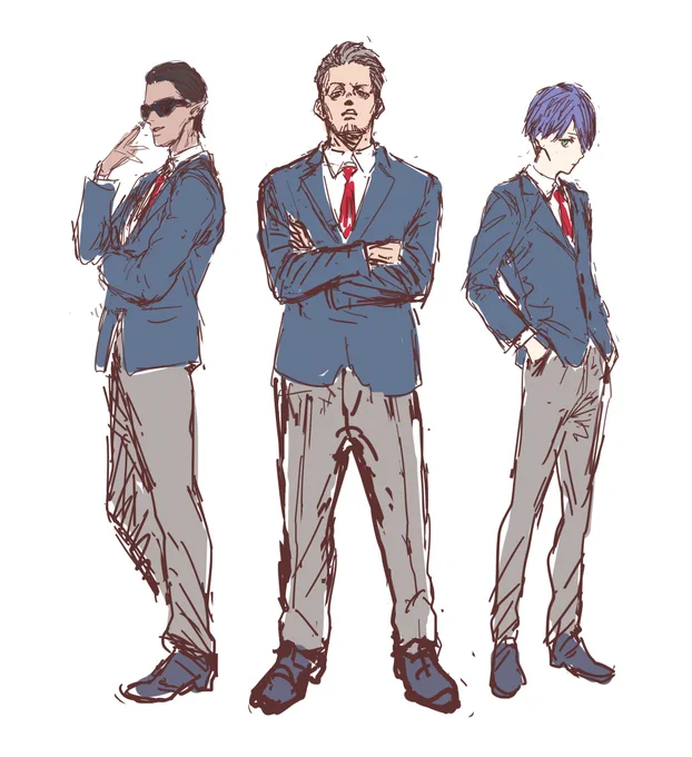 ラクガキ
にじさんじ商業高校
漢気塾高校麻雀部

メイカくんとコーサカ描いてみたかったのでいい機会だと思った～ 
