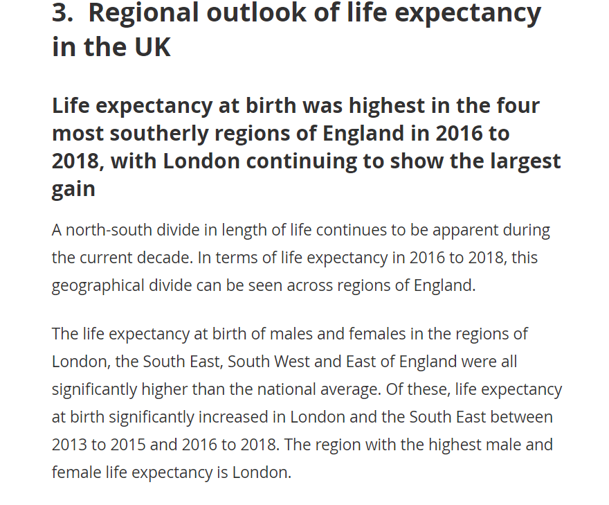 Next up, the feeble perennial of life expectancy