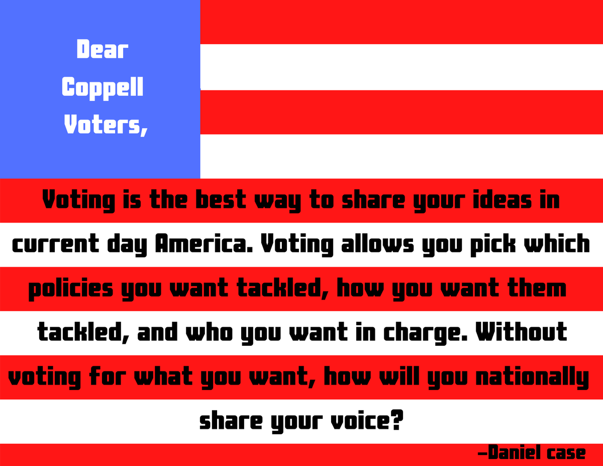 NTHC_DanielC's tweet photo. Want to see change in our country? Join with other Americans in casting your vote!
@DigitalZruiz @Bence_EDU #IfICouldVote #VoteByDesign #KQEDLearn @NewTechCoppell https://t.co/XYniTV5Bf4
