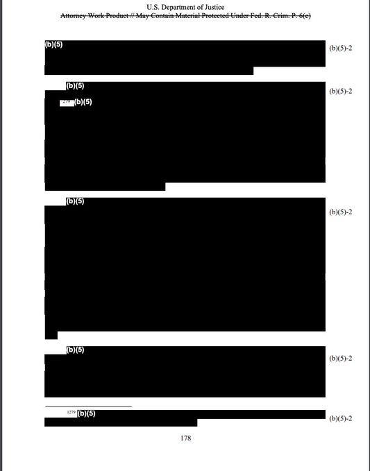 NOTEWORTHY: DOJ also unredacted a footnote from the Mueller report tonight. Here's what it says. A before and after look