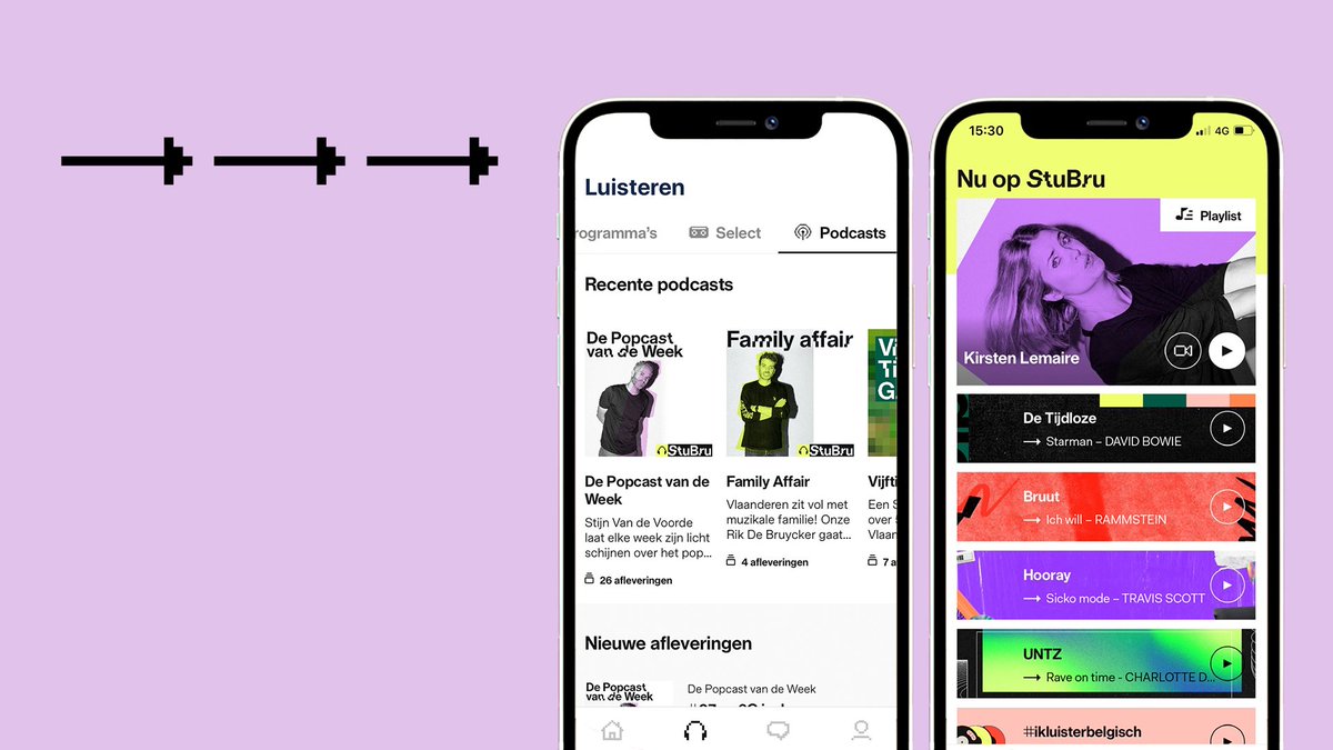 stubru's tweet photo. Onze app zit in het nieuw! Je luistert en kijkt altijd en overal naar @stubru, of je kiest voor 1 van onze 5 digitale muziekstreams. Via het nieuwe StuBru Select herontdek je de beste radiofragmenten &amp; kan je ook luisteren naar ons podcastaanbod. Check: https://t.co/SF2hq3EpCz. https://t.co/tiEXp7kH97