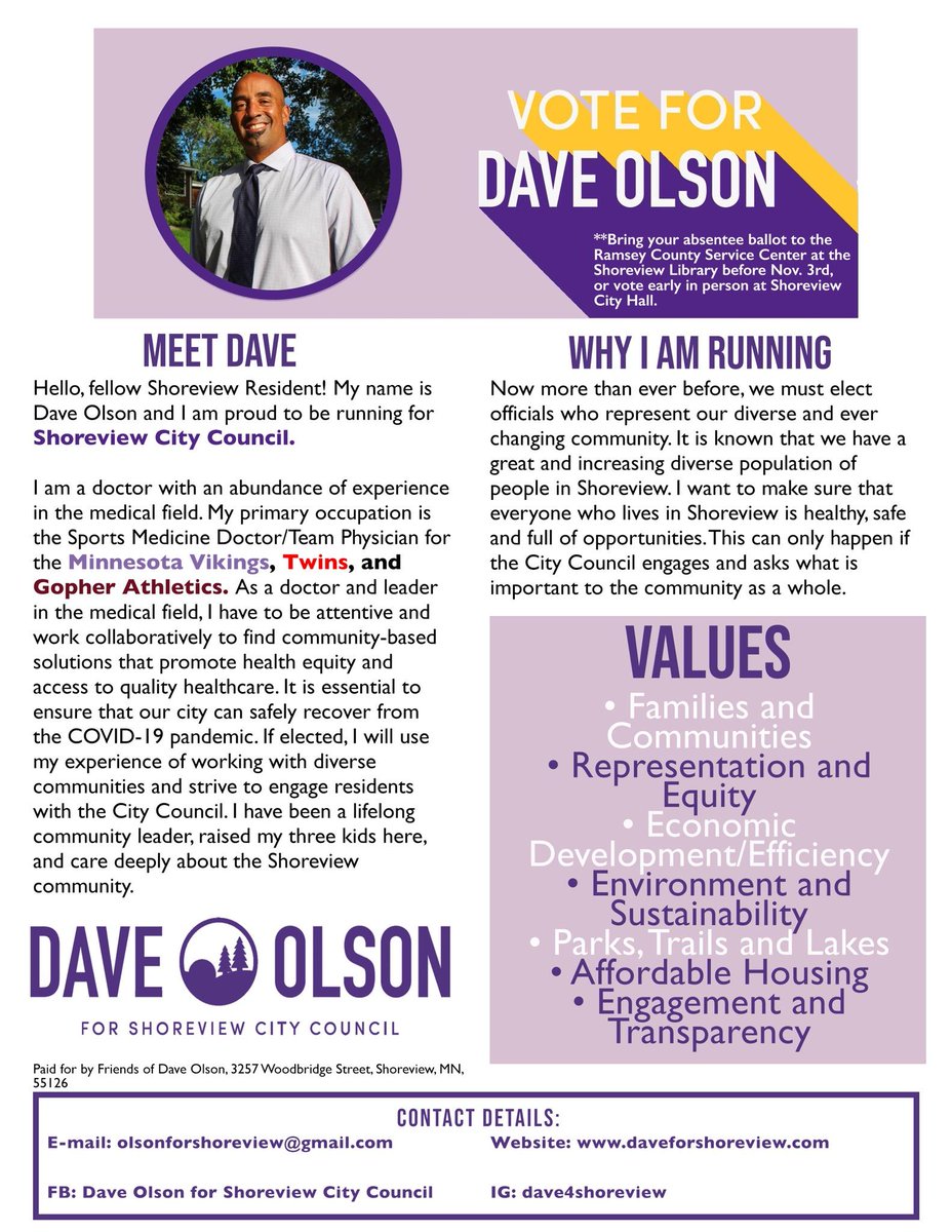 Election day is here!!  Vote if you haven't!!  Let's go! <a href="/Dave4Shoreview/">Dave Olson for Shoreview</a>