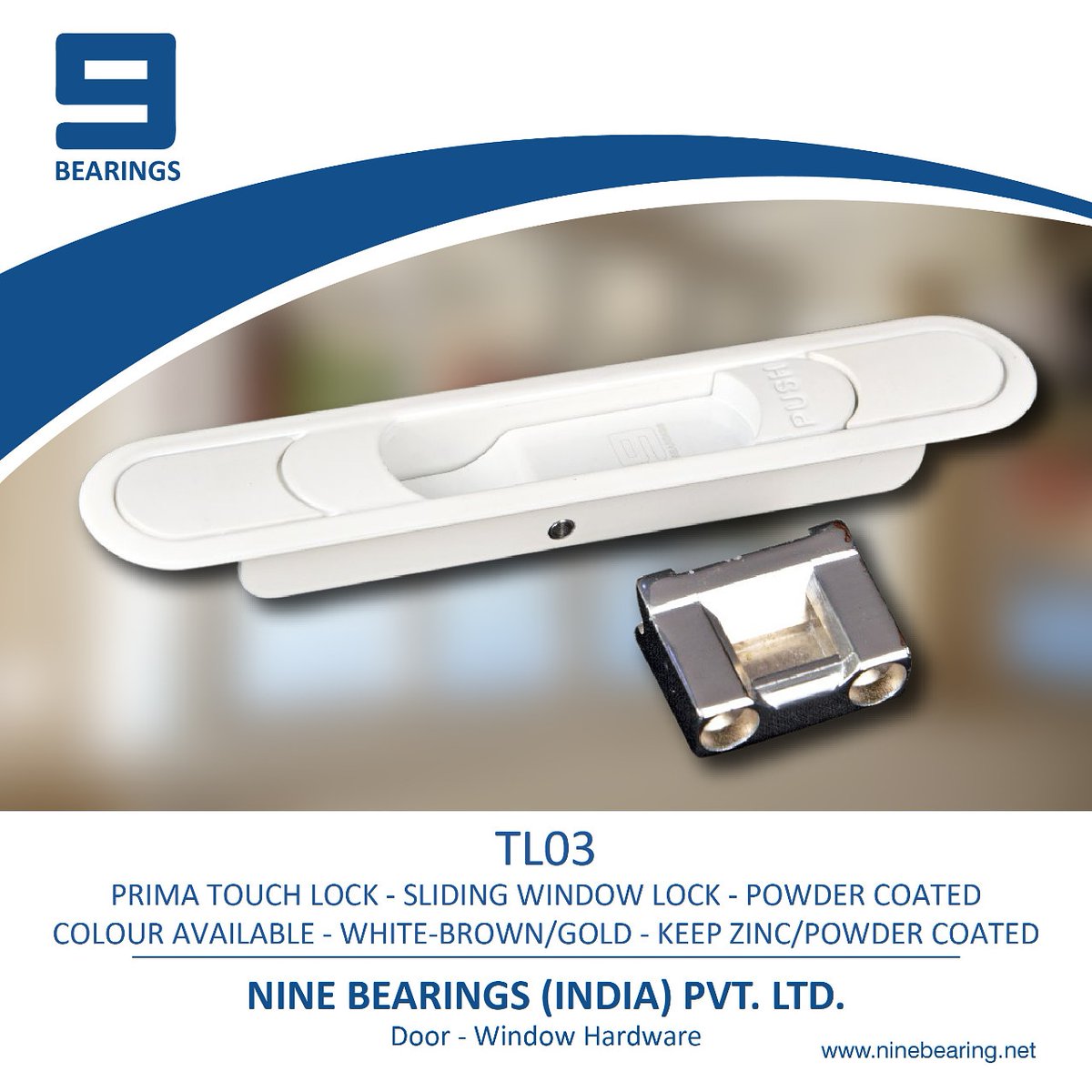 BearingNine's tweet photo. #ninebearing #manufacturer #distributor #Supplier #doorsandwindowsupplier #upvc #window #handles #primatouchlock #slidingwindowlock #powdercoated #coloravailable #white #brown #gold #keepzinc https://t.co/FzEO60ULGR