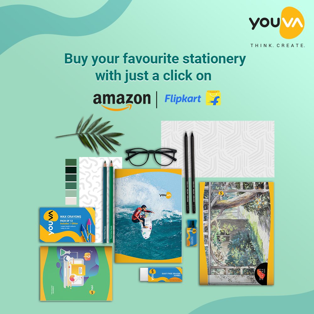 YouvaWorld_'s tweet photo. All your favorite stationery is now available on @amazonIN and @Flipkart. What are you waiting for? Get your supplies now!
#Youva #ThinkCreate https://t.co/Px57PNPiKR