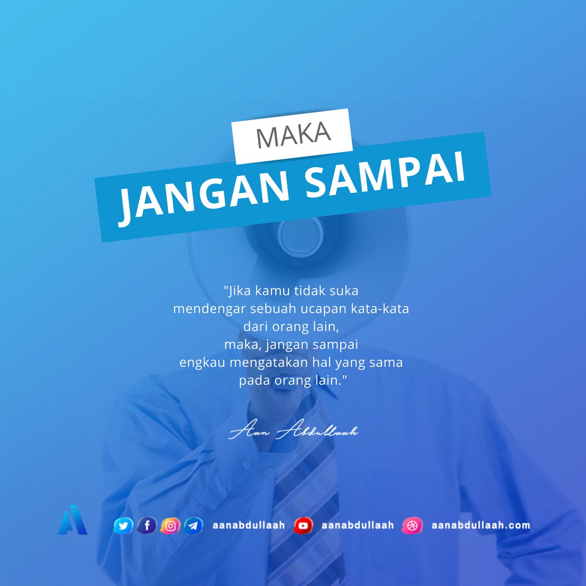 aanabdullaah's tweet photo. "Jika kamu tidak suka mendengar sebuah ucapan kata-kata dari orang lain, jangan sampai engkau mengatakan hal yang sama pada orang lain."
โข
Follow @aanabdullaah
.
#aanabdullaah #addiinmedia #hanyaucapan #ucapan #katakata #perkataanbaik #lebihbaikdiam #diamlah #menjagaperasaan https://t.co/B8QyCqXhEr