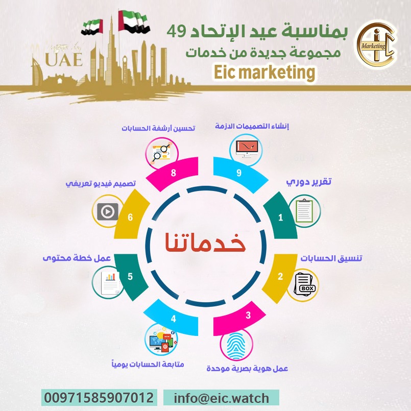 احصل علي افضل العروض التسويقية وادارة صفحات السوشيال ميديا بمناسبة العيد الوطني وبتخفيضات غير مسبوقة احصل الان علي خدماتنا .
#تسويق_الكتروني
#ادارة_صفحات_السوشيال_ميديا
#العيد_الوطني
#اعياد_الامارات