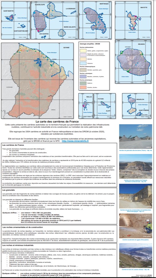 Nouveau : on vous présente la nouvelle carte des carrières de France ! Elle permet de localiser sur un fond de carte lithologique simplifié au 1/1 500 000e, les 3 304 carrière actives de France.
Découvrez-la !
➡️brgm.fr/actualite/publ…
#geosciences #matériaux #mineral