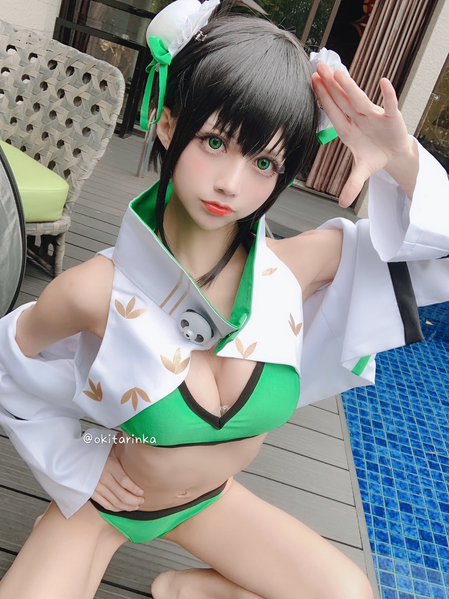 画像,秦良玉水着💚💚💚パンダめっちゃ可愛い🐼#fgo #秦良玉 https://t.co/VYnsu62tv1。