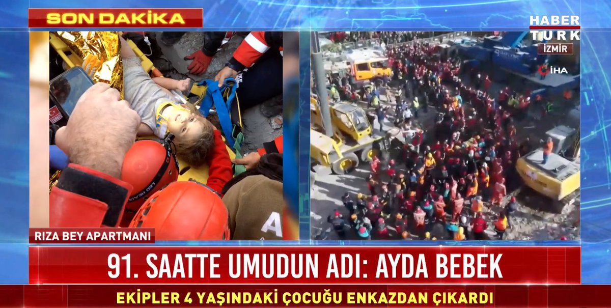 #izmirdepreminde
91 saat, aç susuz enkaz altında
ALLAH'ın bir mucizesi Ayda bebek