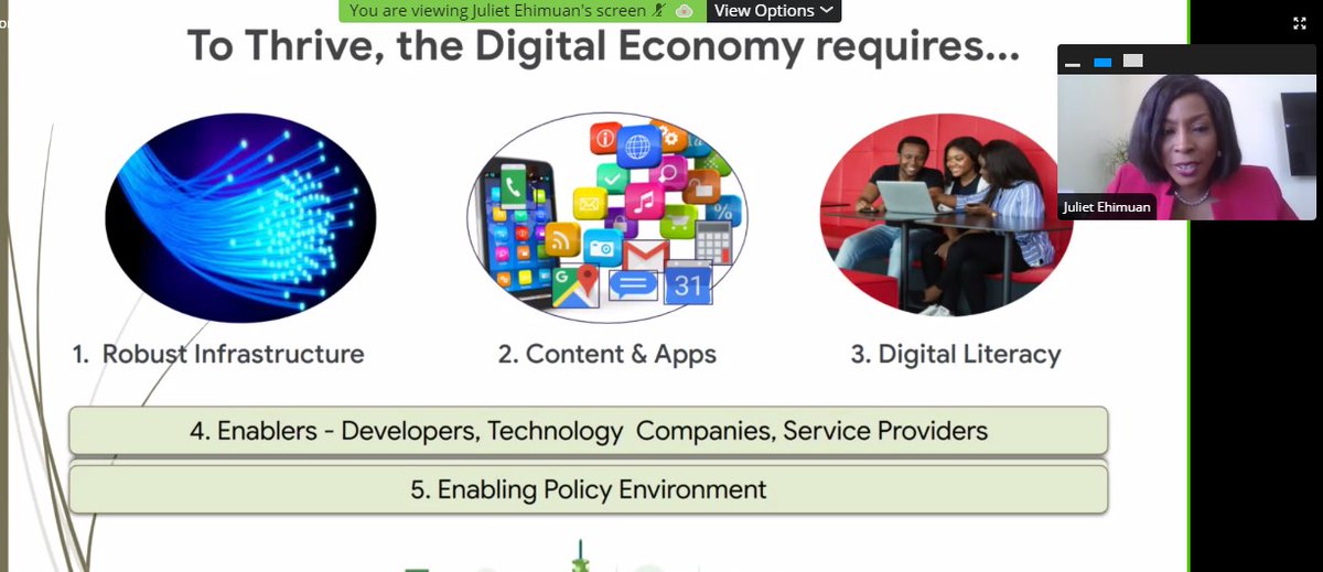Phillips Consulting (@pclafrica) on Twitter photo Requirements to thrive in the Digital Economy.
1. Robust Infrastructure
2. Content & Apps
3. Digital Literacy
4. Enablers
5. Enabling Policy Environment
- <a href="/jehimuan/">Juliet Ehimuan</a>
#pclDigitalJurist Requirements to thrive in the Digital Economy.
1. Robust Infrastructure
2. Content & Apps
3. Digital Literacy
4. Enablers
5. Enabling Policy Environment
- <a href="/jehimuan/">Juliet Ehimuan</a>
#pclDigitalJurist