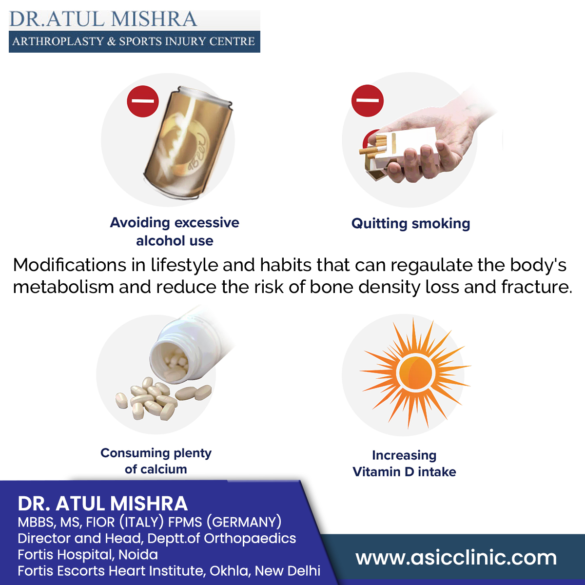 ASICclinic's tweet photo. Modification in lifestyle and habits that can regulate the body's metabolism and reduce the risk of bone density loss and fracture. visit at the link to learn more https://t.co/Hs8WDbzDJa
#orthopaedicdoctorindelhi #orthopaedicsurgeonindelhi #health #asicclinic #bonedensityloss https://t.co/HwmwBuSwqC