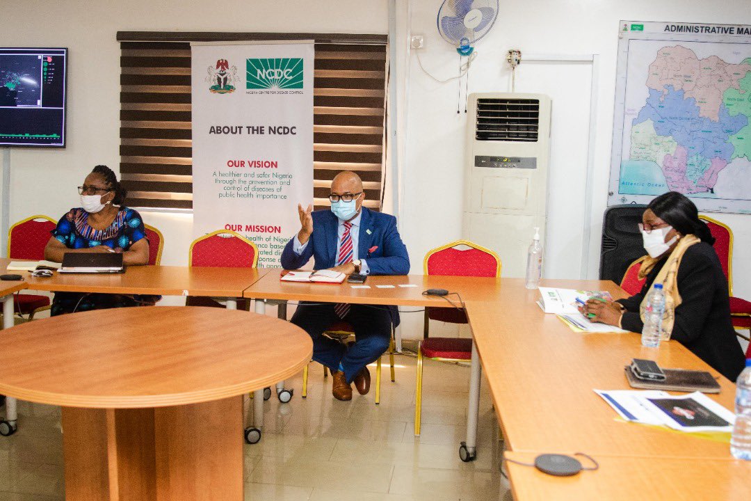 NCDCgov's tweet photo. Yesterday, DG, @chikwe_i received the General Manager and Team from @nigeriaLNG on a courtesy visit to the HQ.

@nigeriaNLG has supported @NigeriaGov’s response to the #COVID19 pandemic including the establishment of a molecular lab for testing. https://t.co/xnu96EPcCk