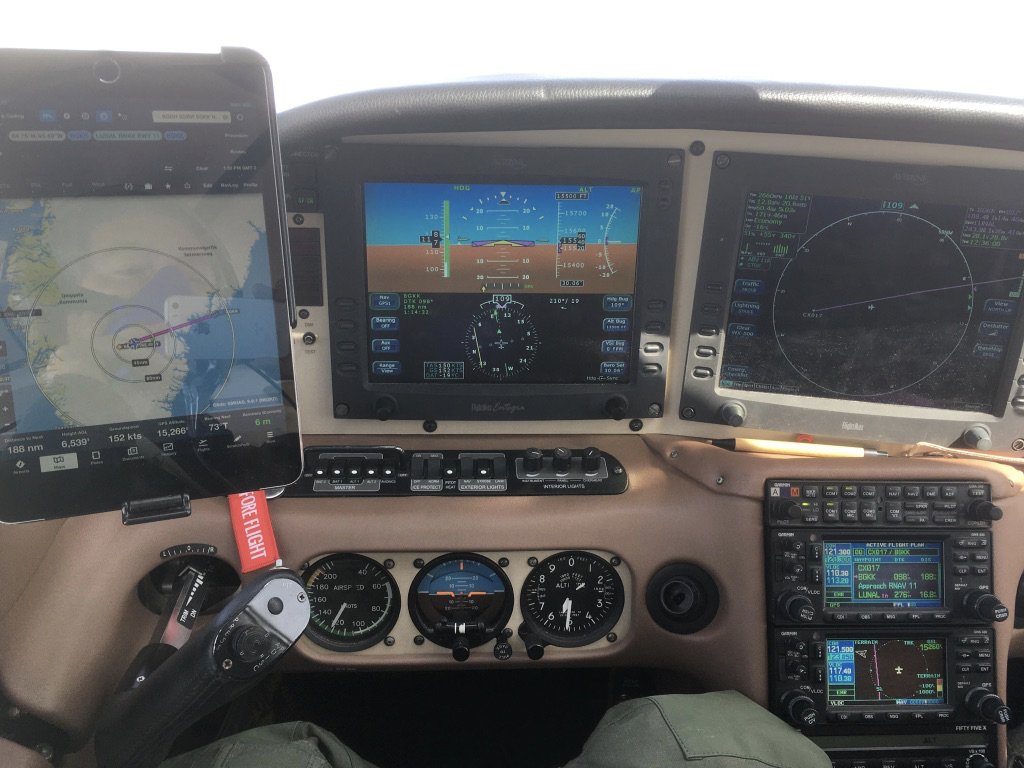 But soon we're at 12,500 ft, the air temperature is -7C, and we're still in clouds: now icing is a risk, and we have to climb above the clouds. At 15,500 feet we're out. Oxygen time!