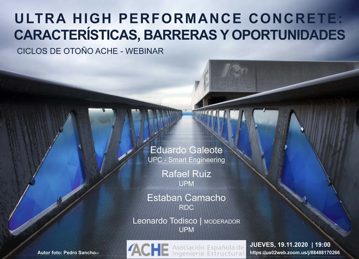 ACHEtweets's tweet photo. #GJACHE realizará el 19 de noviembre a las 19:00 una nueva jornada telemática dedicada al Hormigón de Ultra Altas Prestaciones, a cargo de Eduardo Galeote, Rafael Ruiz y Esteban Camacho, con la moderación de Leonardo Todisco Inscripción gratuita: https://t.co/oIHHR4aUvD https://t.co/YaeTPgUPaL