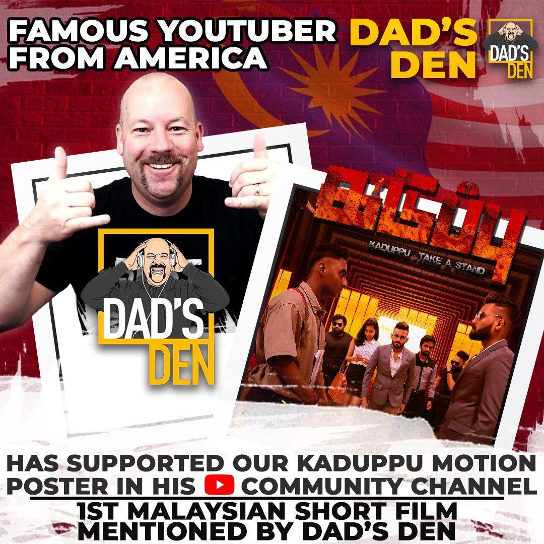 MiztaGKing1319's tweet photo. Malaysia 1st Tamil Shortfilm Mentioned By The World Top React YouTuber The Real Dad’s Den ‼️
Here’s a happiest news for us Kaduppu Team 🔥🔥🔥
Our Kaduppu First look Motion Poster : https://t.co/nUPJQ2e64b
#Kaduppu
@raaga_my
@bernamadotcom
@TheRealDadsDen https://t.co/EYPaw0RMQe