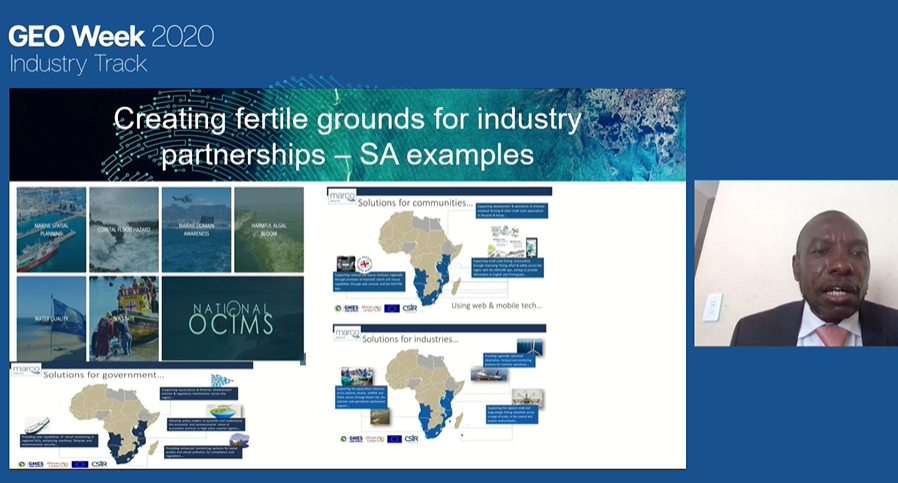 #GEOWeek2020 #GEOWeek20Industry OCIMS excellent SA example of partnerships at work - Dr Muofhe