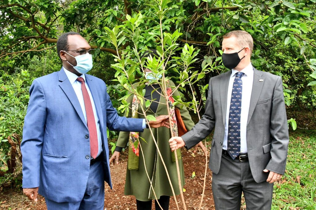 Environment_Ke's tweet photo. Happening now the Launch of the Year of Climate Action #YOCAKe tree planting session between Kenya & the British Government @Environment_Ke CS Keriako Tobiko is represented by PS @Kiptoock, @UKinKenya
is represented by @JuliusCourt #TreesForBetterLives https://t.co/UoFmJKkLq5