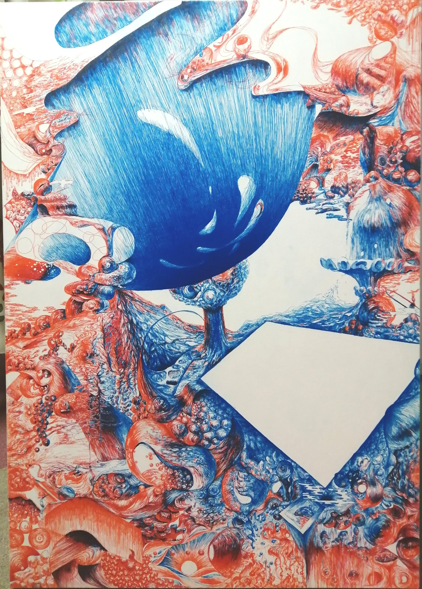 ボールペン画『未知』【価格応談】 ボールペン画『未知』【価格応談】 美術品・アンティーク