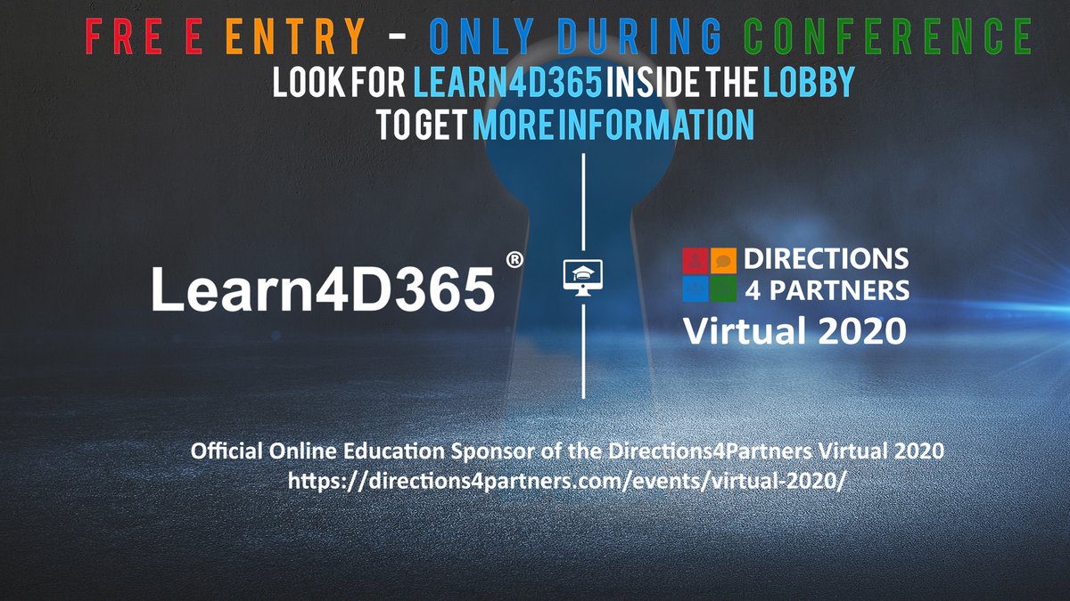 Being a sponsor means to help and support in running an event. For us, it means we want to help you to get ready. Go to the lobby and look out for Learn4D365. 
#D4P #directions4partners #directionsemea #directionsasia #D4PVirtual2020 #virtualsessions #msftd365 #learn4d365