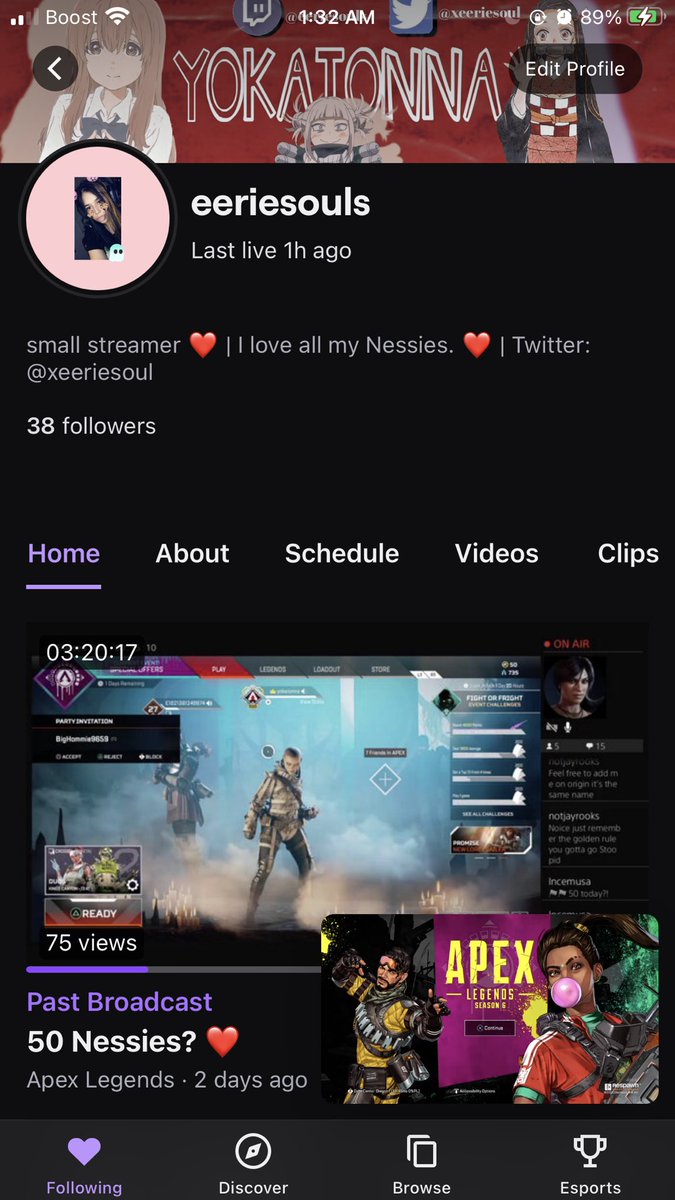Hey guys! I’d appreciate it if you guys could support me. 🥺

I started to stream apex legends.