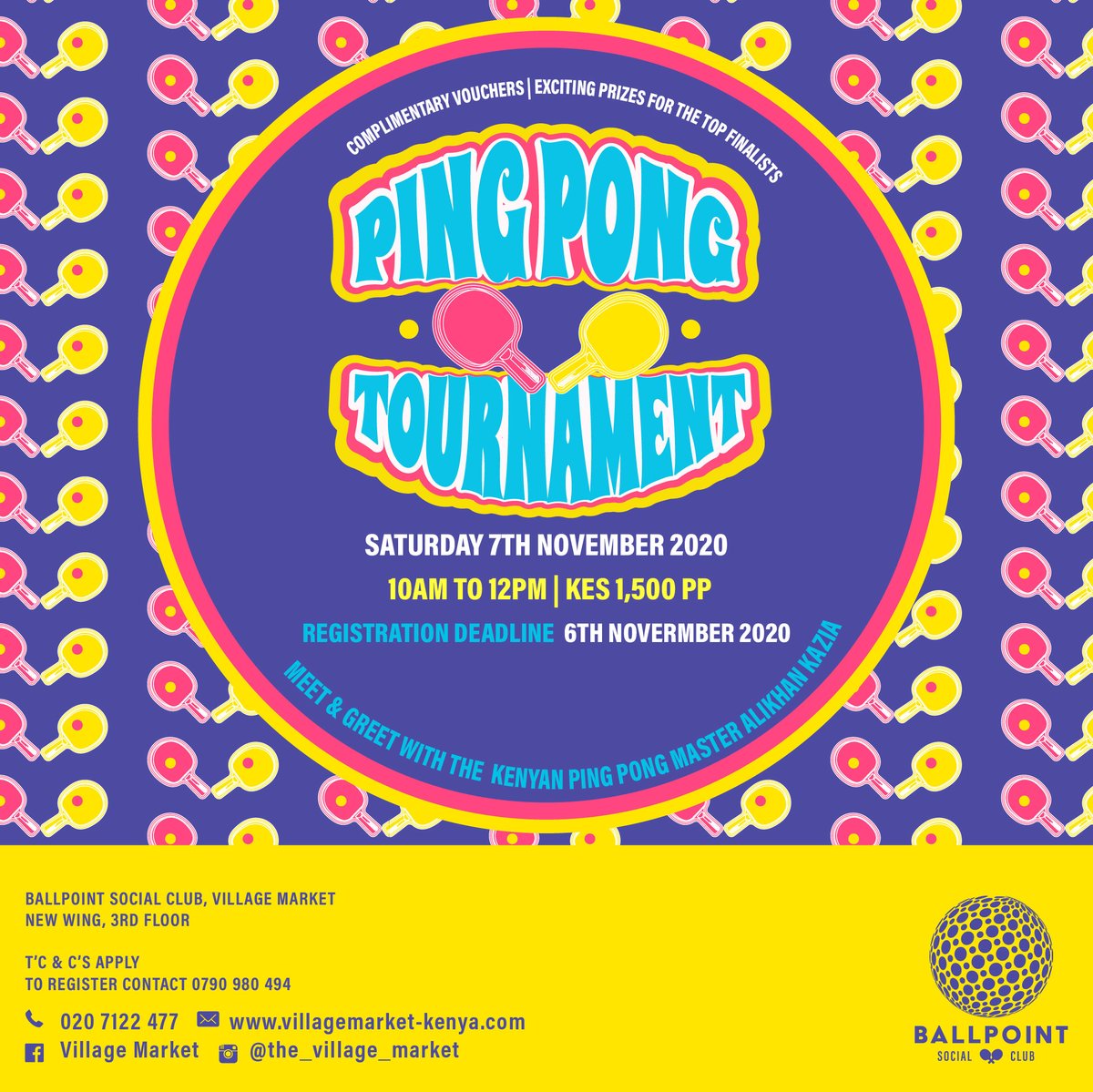 VillageMarket's tweet photo. - for the top finalists. See poster for more details #VillageBowl #FunatVM #VMrecreation #PingPongTournament https://t.co/wWFJKYY9ha