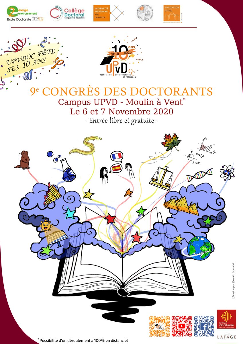 Les 6 et 7 novembre aura lieu le 9ème congrès des doctorants entièrement organisé par l'association UPVDoc.

Le congrès se tiendra exceptionnellement cette année entièrement en distanciel. 

Plus d’info :
univ-perp.fr/fr/actualite-r…

#upvd #perpignan #recherche #science