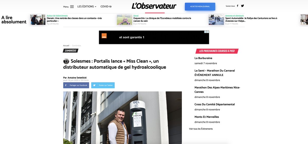 #MissCLean s'installe partout sur le territoire grâce à nos installateurs 
#gelhydroalcoolique #covid19 #bornegel #hygienemains

lobservateur.fr/cambresis/2020…