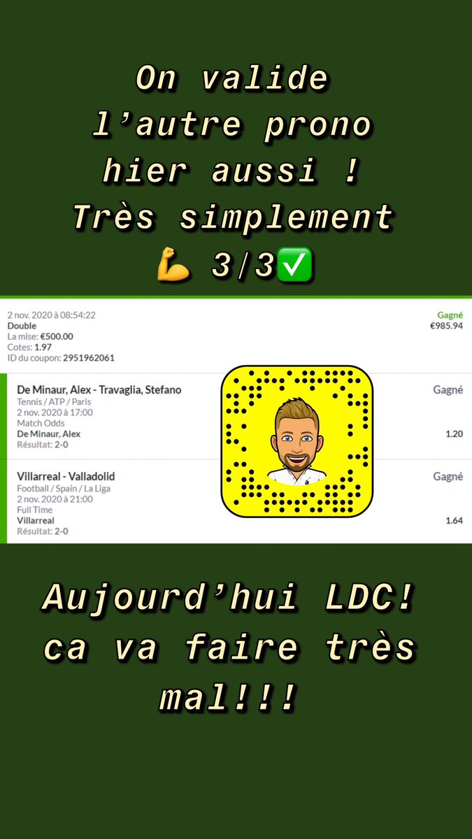 MaxProno3's tweet image. Le 3/3 qui tombe hier soir aussui ! Aujourd’hui #LDC on va se mettre bien #TeamParieurs #ParionsSport