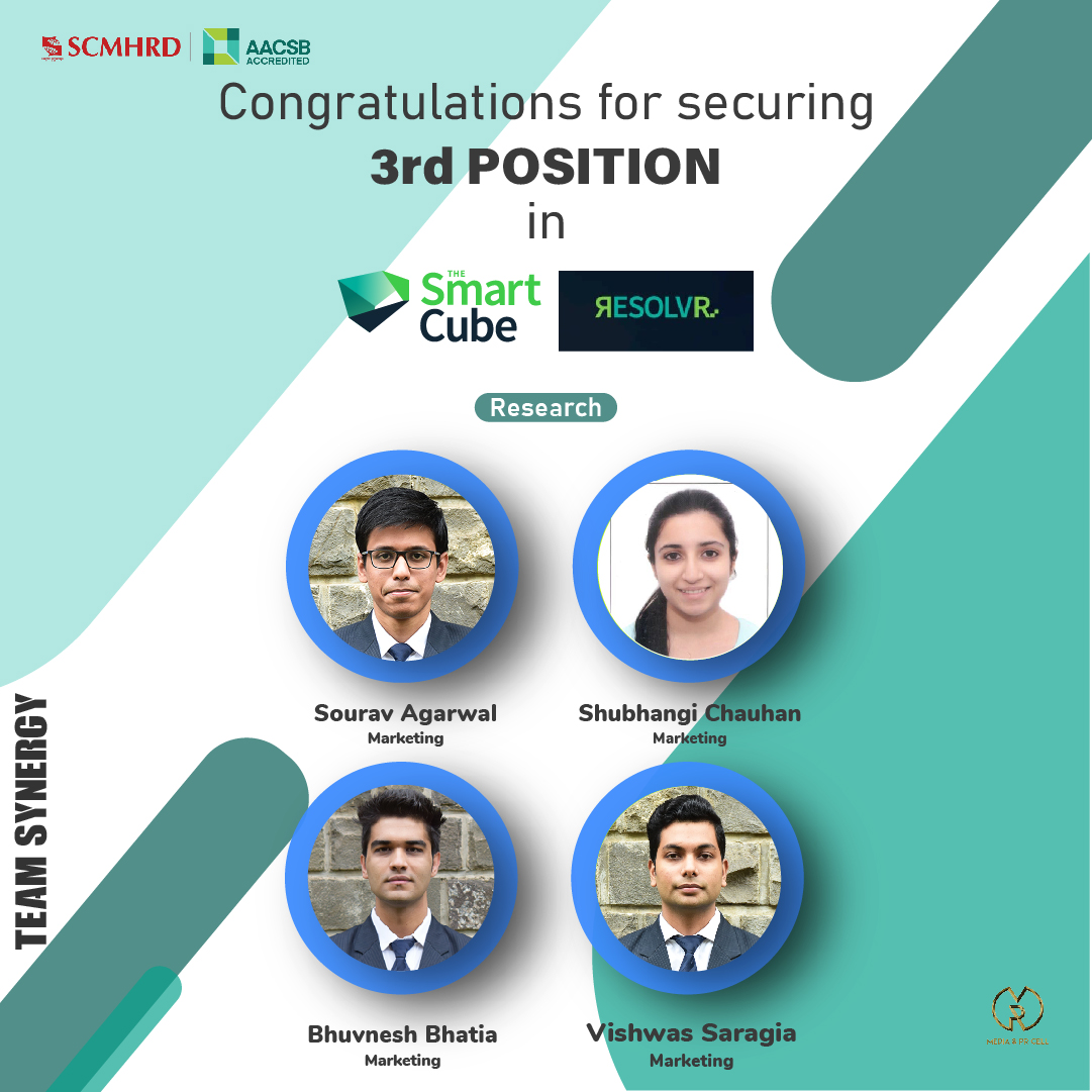 SCMHRDian's tweet image. SCMHRD extends its heartiest congratulations to Team Quest Pirates for emerging as the Winners of the Data Analytics category, and Team Synergy for attaining the Third position in the Research category of #Resolvr2020.
#TheSmartCube #SCMHRDxp